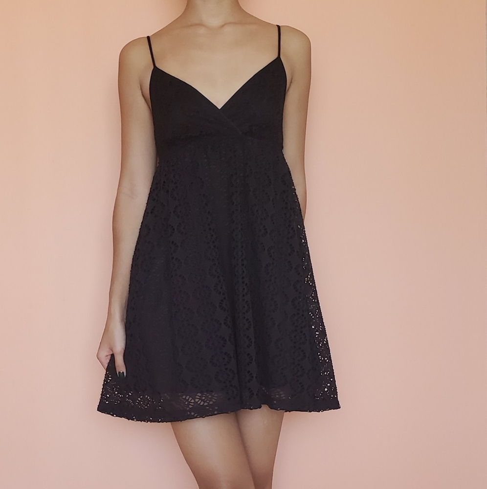 Black Crochet Mini Dress
